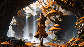 Walking In Autumn Forest, ai-girls, ai, artist, artwork, digital-art, deviantart HD wallpaper