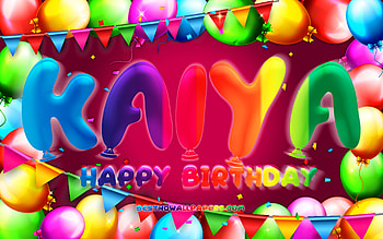 Happy Birtay Kaiya, , colorful balloon frame, Kaiya name, purple background, Kaiya Happy Birtay, Kaiya Birtay, popular american female names, Birtay concept, Kaiya HD wallpaper