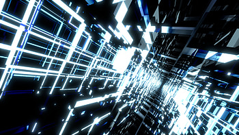 Black and Blue Glass Tunnels, light, black, white, Tony Stark, glass, Abstract, 3D, abstract black, Abstract glass HD wallpaper