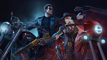 The Terminator And Overwatch, overwatch, tracer, games, artwork, art, digital-art, artist, video-games, pixiv HD wallpaper