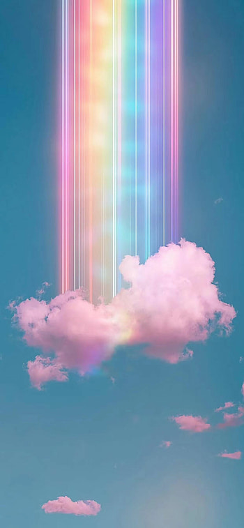 Pristine rainbow, Delicate clouds, Vibrant colors, Serene background HD phone wallpaper