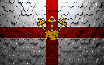 Flag of Koblenz, honeycomb art, Koblenz hexagons flag, Koblenz, 3d hexagons art, Koblenz flag HD wallpaper