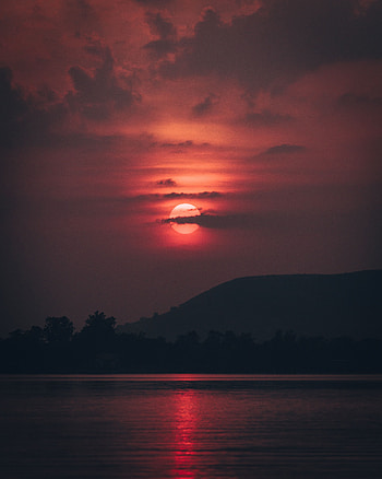 Landscape, Sunset, Sun, Twilight, Clouds, Dark, Dusk HD phone wallpaper