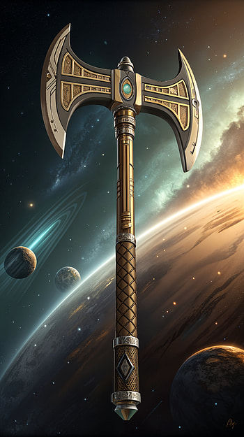 Cosmic Axe: Bold for Adventurers, fantasy, space, weapon, artistic, space fantasy HD phone wallpaper