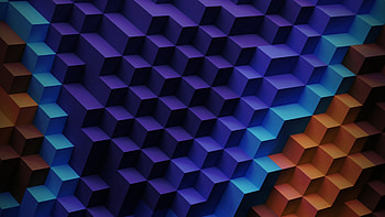 Blue Purple Brown Geometric Cubes Stairs Art Pattern Abstraction Abstract HD wallpaper