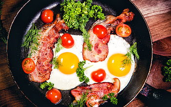 Breakfast, eggs, food, bacon, tomato HD wallpaper