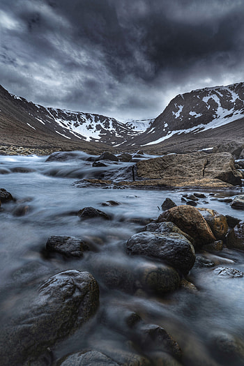 Landscape, Nature, Rivers, Stones, Mountains, Snow HD phone wallpaper
