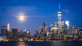 Cities, Water, City, Building, Night City, New York HD wallpaper