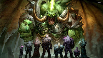 Heroes looking at the giant monster jpg HD wallpaper