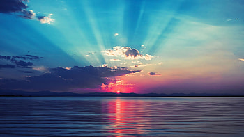 ocean sunset, sky, water, sunset, ocean HD wallpaper