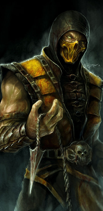 Scorpion, Mortal Kombat X, artwork, Stunning visuals HD phone wallpaper