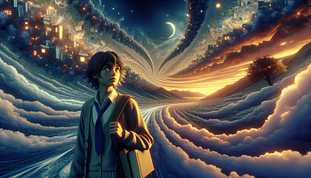 Enlightened Student on Surreal Journey, Student, fantasy, surreal, landscape, twilight, fantasy landscape HD wallpaper