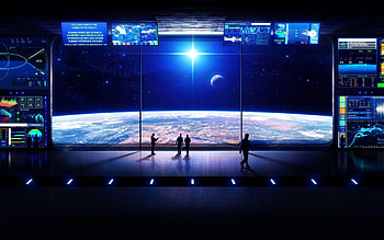 Interior of a spaceship, Futuristic environment, Otherworldly atmosphere, Space adventure HD wallpaper