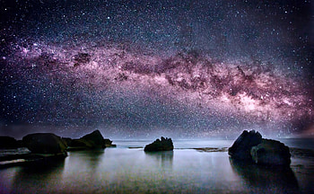 Sea - stars, sky, stars, rocks, Sea HD wallpaper