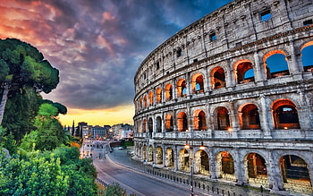 Colosseum, Sunset, Rome, Landmarks HD wallpaper