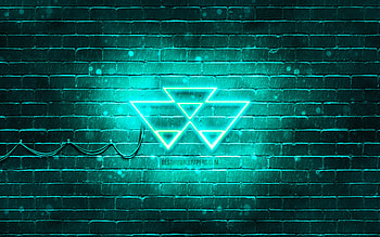 Massey Ferguson turquoise logo, , turquoise brickwall, Massey Ferguson logo, brands, Massey Ferguson neon logo, Massey Ferguson HD wallpaper