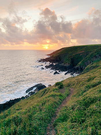 Landscape, Nature, Sunset, Sea, Shore, Bank, Path HD phone wallpaper