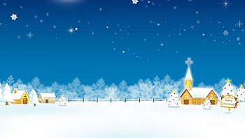 Preview christmas, holiday, home, church, moon, stars, trees HD wallpaper