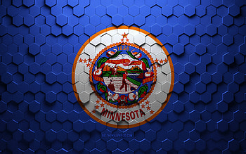 Flag of Minnesota, honeycomb art, Minnesota hexagons flag, Minnesota, 3d hexagons art, Minnesota flag HD wallpaper