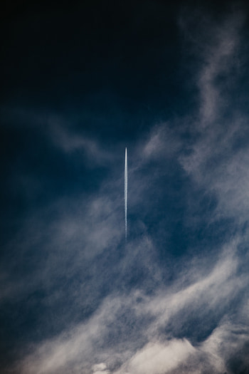 Sky, Smoke, Clouds, Miscellanea, Miscellaneous, Plane, Airplane, Track, Trace HD phone wallpaper