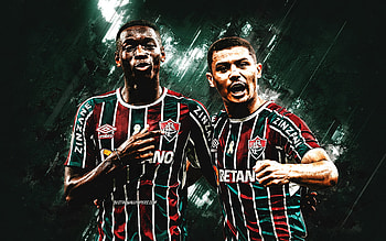 Luiz Henrique, Andre Trindade, Fluminense, green stone background, football, Serie A, Brazil HD wallpaper