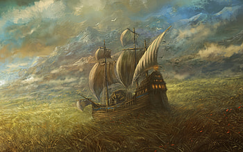 Ship, Fantasy HD wallpaper