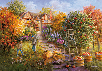 dog, art, man, nicky boehme, people, orange, painting, pictura, fruit, autumn HD wallpaper