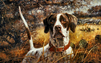 Pointer Hunting Dog 1, dog, animal, art, pointer, artwork, wide screen, painting, hunting, pet, canine HD wallpaper