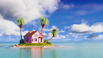Kame House White Clouds Blue Sky Background Dragon Ball HD wallpaper
