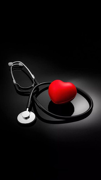 Doctor, Stethoscope, Black Background, heart HD phone wallpaper