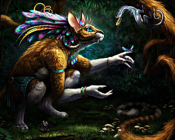 I give you this you give me that, blue, art, tail, orange, pink, feather, fantasy, bobbie the jean, green, peacock, creature HD wallpaper