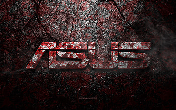 Asus logo, grunge art, Asus stone logo, red stone texture, Asus, grunge stone texture, Asus emblem, Asus 3d logo HD wallpaper