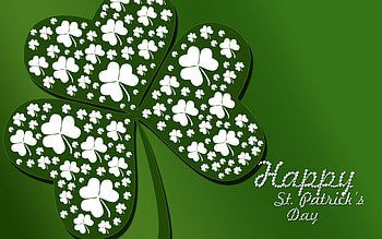 Happy St. Patrick's Day!, white, day, trefoil, green, patrick, card HD wallpaper