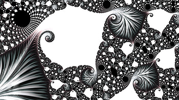 Trippy Psychedelic Fractal, black, white, monochrome, Abstract, fractal, abstract black HD wallpaper