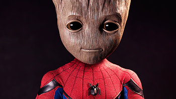 Spider Groot, baby-groot, spiderman, superheroes, flickr HD wallpaper