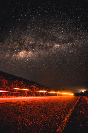 Nature, Night, Road, Starry Sky, Direction HD phone wallpaper
