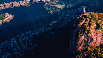 Christ the Redeemer, Scenic painting, Awe-inspiring landscape, Artistic masterpiece HD wallpaper