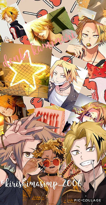Denki kaminari, light red, chargebolt, mha, light yellow, bnha, class 1a, cute, anime HD phone wallpaper