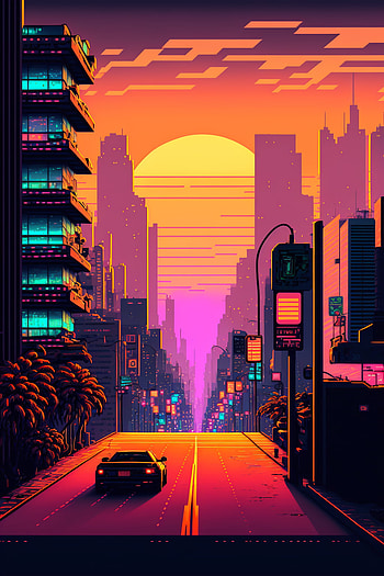 Retrowave city, AI Art, artistic, retrowave HD phone wallpaper