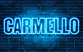 Carmello, , with names, Carmello name, blue neon lights, Carmello Birtay, Happy Birtay Carmello, popular italian male names, with Carmello name HD wallpaper