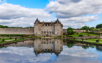 Chateau de la Roche, Courbon, France, clouds, reflection, france, castle HD wallpaper