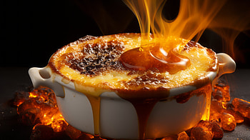 Fiery Crème Brûlée, food, crème brûlée HD wallpaper
