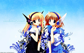 Incoherent Sounds, children, devil, cute, angel, canvas, incoherent, hell, music, anime, heaven, girls, sound HD wallpaper