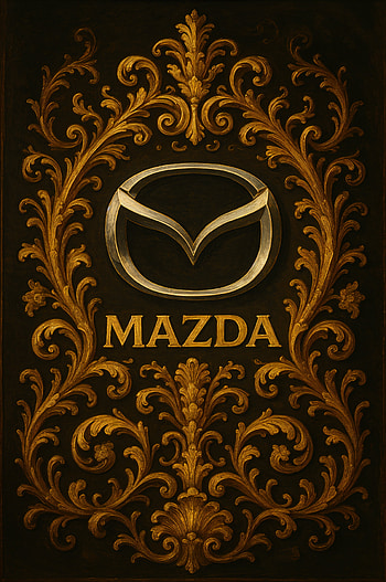 Elegant Mazda Emblem with Ornate Gold Design HD phone wallpaper