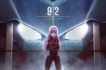 Darling In The Franxx, Zero Two (Darling In The Franxx), Anime, Green Eyes, Horns, Long Hair, Pink Hair, Robot, Uniform HD wallpaper
