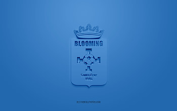 Club Blooming, creative 3D logo, blue background, Bolivia Primera Division, 3d emblem, Bolivian football Club, Bolivia, 3d art, football, Club Blooming 3d logo HD wallpaper