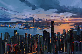 Hong Kong City Pain Art , hong-kong, city, buildings, artist, artwork, digital-art HD wallpaper