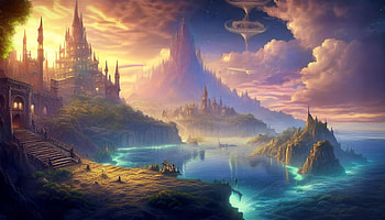 Ellora, The Sunset Kingdom, Kingdom, sunset, fantasy, landscape, castle, fantasy landscape HD wallpaper