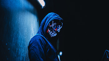 Hoodie Mask Guy, hoodie, mask, graphy, neon HD wallpaper
