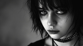 Dark Emo Girl for Background, dark, emo girl, portrait, Black & White, female HD wallpaper